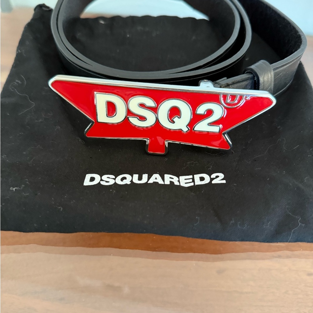 DSQUARED2 Black Belt with Bold Red Emblem